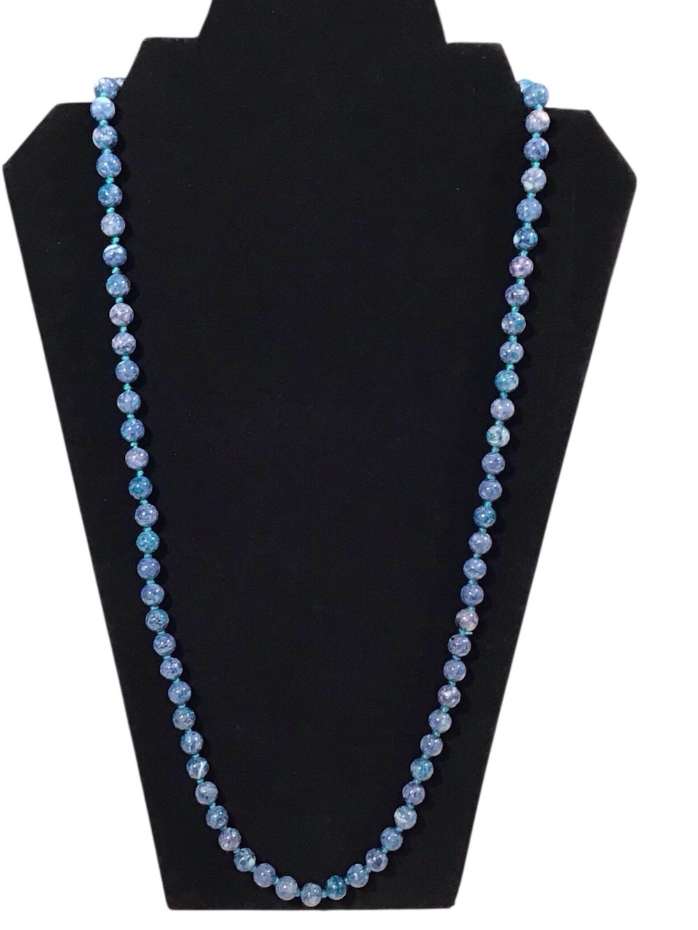 Marbled Bead Necklace Strand Blue Fashion Jewelry